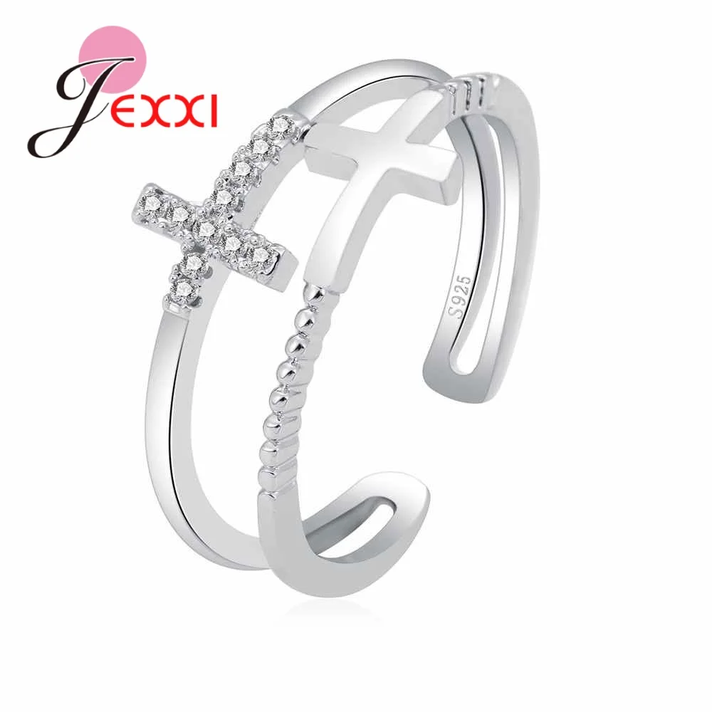 Unique Cross Opened 925 Sterling Silver Women Fashion Rings Accessories Paved White Crystals Stones Fashion Jewelry
Unique Cross Opened 925 Sterling Silver Women Fashion Rings Accessories Paved White Crystals Stones Fashion Jewelry