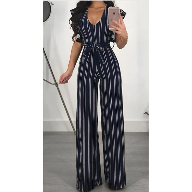 Ruffle Sleeve Wrap Jumpsuit Vogue Fashion Wide Leg Pants Women Jumpsuit Striped Printed High Waist Rompers Female Overalls New
Ruffle Sleeve Wrap Jumpsuit Vogue Fashion Wide Leg Pants Women Jumpsuit Striped Printed High Waist Rompers Female Overalls New
