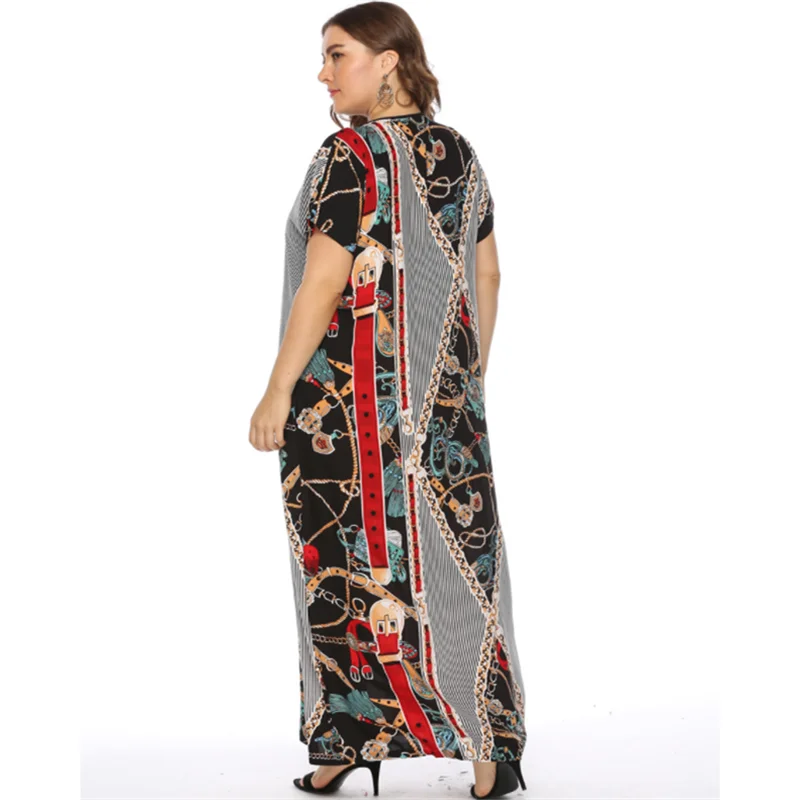 2019 Women Summer Dress Elegant Party Night Dresses Print Casual Long Plus Size Dress 8049