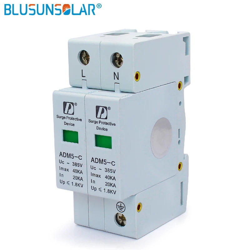 2 pcs / lot Household Standard Din Rail 35mm 2P 20-40kA 110V 220V 380V Low Voltage Anti-thunder AC SPD Surge Protection Device |