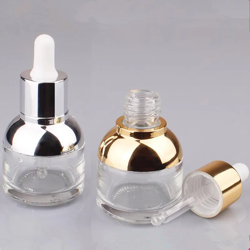 50pcs 20ML 30ml Essential Oil Bottle clear Color With Gold and Silver Circle Glass Plastic Head Dropper F20171749 | Красота и