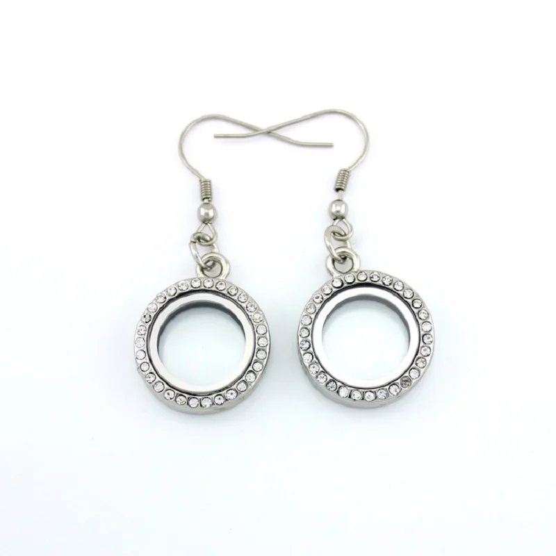 Круглые серьги гвоздики из сплава с подвижными элементами 5 пар|floating locket earring|locket