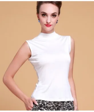 Весенне-летняя женская весенняя одежда в стиле Хань, Шелковый Трикотажный жилет, футболка без рукавов с высоким воротником. 2021 
Весенне-летняя женская весенняя одежда в стиле Хань, Шелковый Трикотажный жилет, футболка без рукавов с высоким воротником. 2021