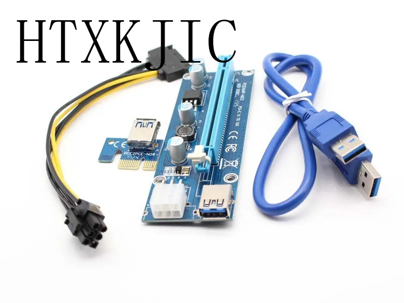 100 компл./лот VER 006C PCIe PCI-E PCI Express Райзер-карта 1x до 16x райзеры 6-контактный кабель