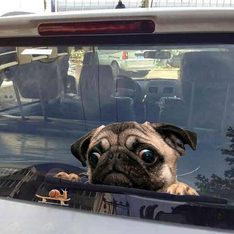 

Мультфильм 3D Мопс собаки часы Улитка автомобиля стикер стены для дома, для окон и стекла для двери, ноутбука грузовик виниловые наклейки