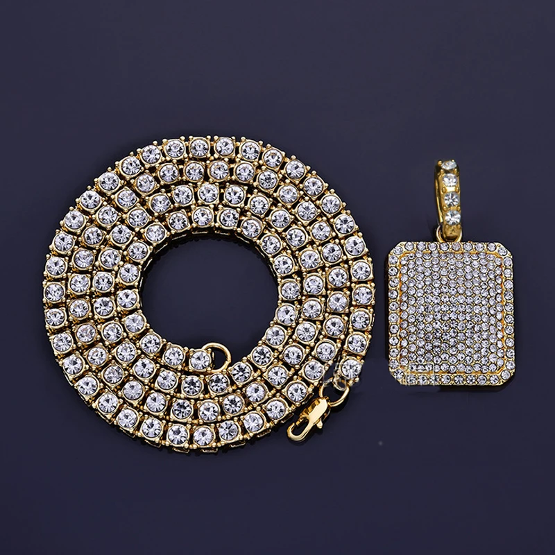 Bling мужские хип-хоп ледяной из 5 мм 1 ряд искусственные бриллианты цепи ожерелья