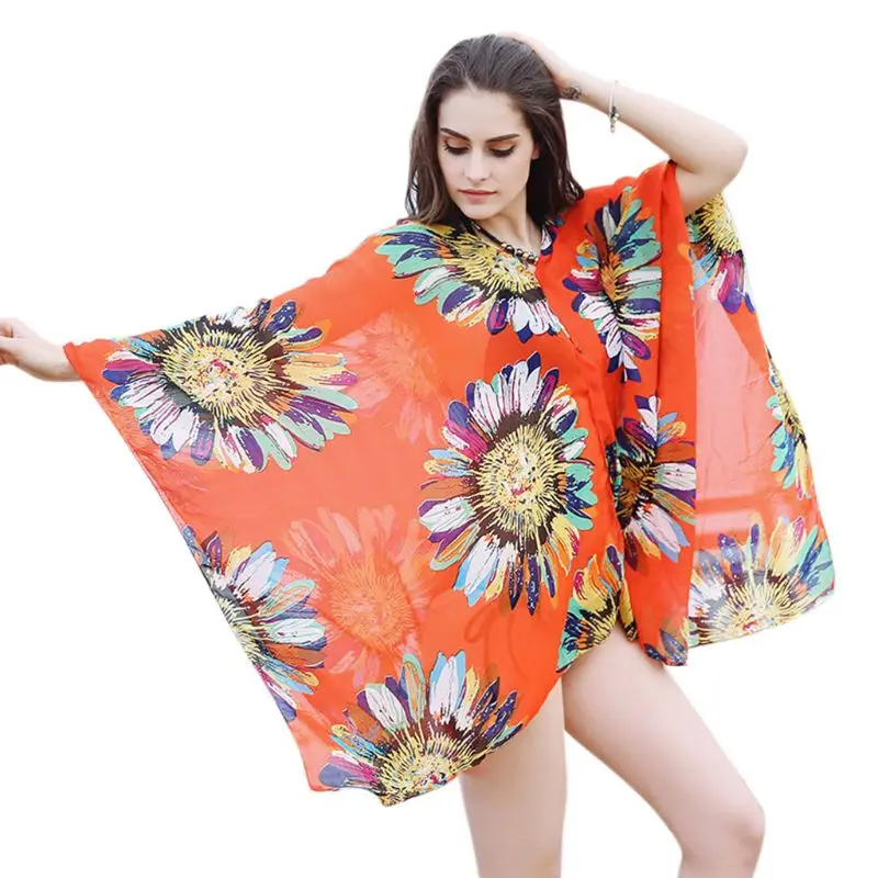 Women Pullover Square V-Neck Swimsuit Cover Up Bohemian Rainbow Large Sunflower Printed Chiffon Cape Shawl Oversized Loose Kimon
Women Pullover Square V-Neck Swimsuit Cover Up Bohemian Rainbow Large Sunflower Printed Chiffon Cape Shawl Oversized Loose Kimon