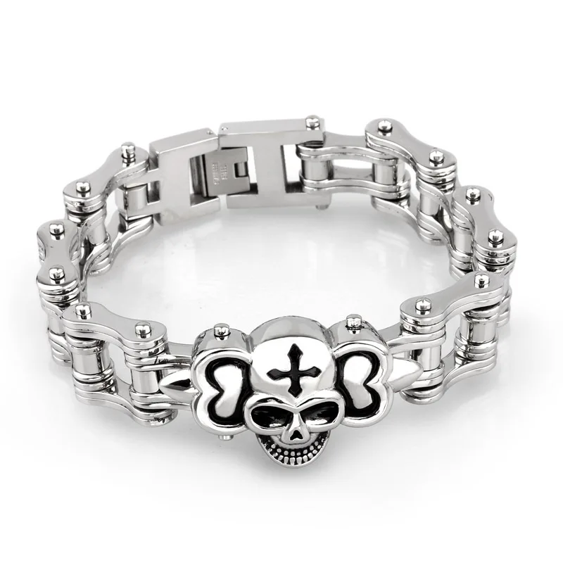 New alternative fashion skull polished 316 stainless steel titanium steel cycling bracelet
New alternative fashion skull polished 316 stainless steel titanium steel cycling bracelet