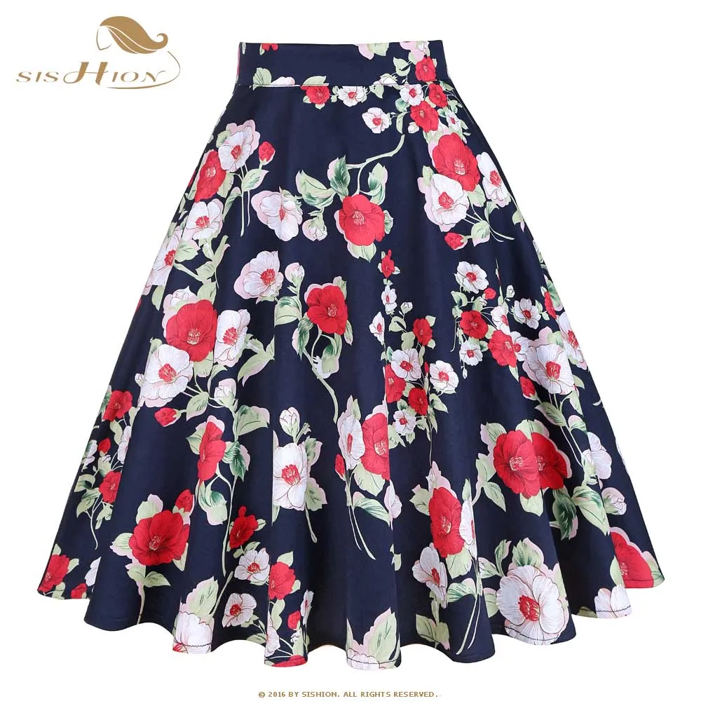 SISHION Cotton Floral Print Summer Skirt Fashion Women Navy Blue A Line High Waist Retro Swing Vintage Skirts VD0020NB
SISHION Cotton Floral Print Summer Skirt Fashion Women Navy Blue A Line High Waist Retro Swing Vintage Skirts VD0020NB
