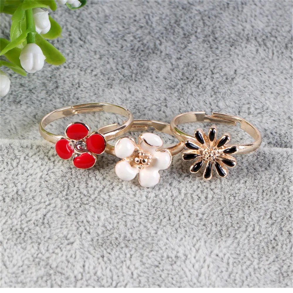 Рождественская коллекция CRLEY 3 шт. кольцо с цветами и каплями масла ромашка
