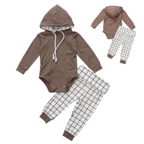 2PCS Baby Set Newborn Infant Baby Boy Hooded Romper Tops+Plaid Long Pants Outfits Clothes Summer Spring Clothing Set
2PCS Baby Set Newborn Infant Baby Boy Hooded Romper Tops+Plaid Long Pants Outfits Clothes Summer Spring Clothing Set