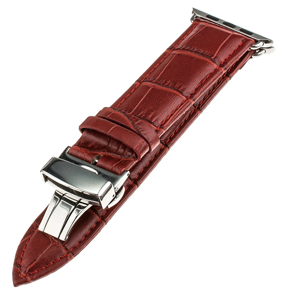 Calf Genuine Leather Watchband Butterfly Buckle for iWatch Apple Watch Sport Edition 38mm 42mm Band Bracelet Strap with Adapter
Calf Genuine Leather Watchband Butterfly Buckle for iWatch Apple Watch Sport Edition 38mm 42mm Band Bracelet Strap with Adapter