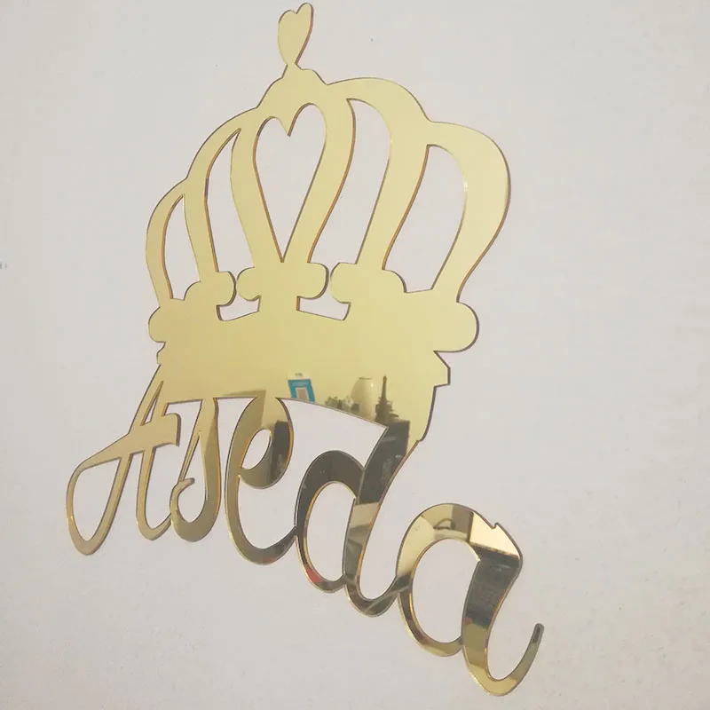 Индивидуальная зеркальная Золотая Корона знак имени принцессы принца украшение