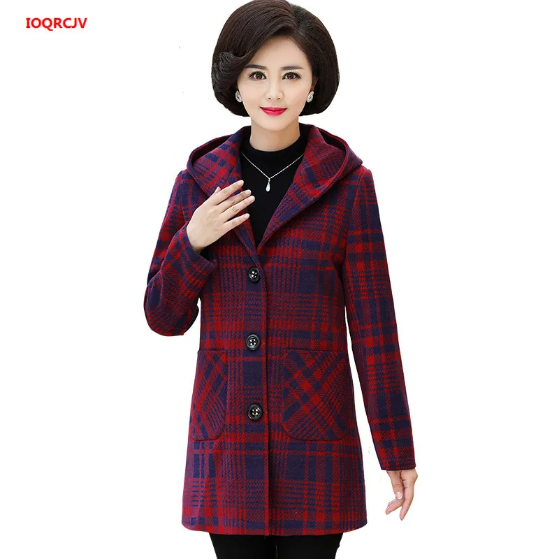 Middle-aged Women's Winter Woolen Jacket Autumn Hooded Cardigan Plaid Wool Coat Female Cotton Windbreaker Coats W311
Middle-aged Women's Winter Woolen Jacket Autumn Hooded Cardigan Plaid Wool Coat Female Cotton Windbreaker Coats W311
