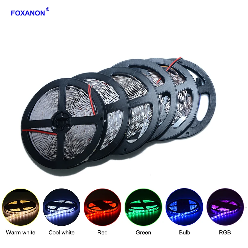 Светодиодная лента Foxanon 5 м 12В водонепроницаемая SMD5050 60 светодиодов/м гибкая