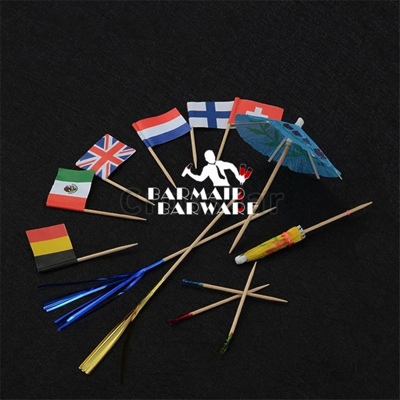 

Fruit Cocktail Pick Stick Flag Flower Bamboo Food Picks Fruit Fork Sticks Buffet Cupcake Toppers Cocktail Picks Bar Tools