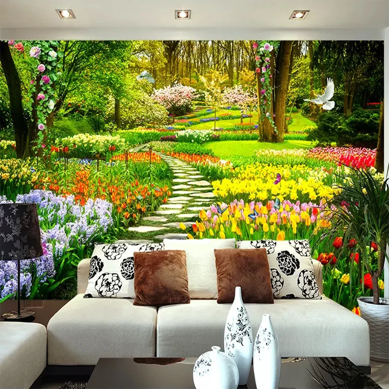 3D фотообои на заказ сад парк тропа пейзаж роспись гостиная ТВ фон украшение