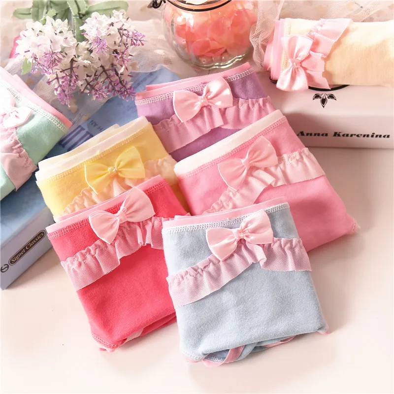New Teen panties for girls short briefs low waist cotton Solid color bow cute lace panties for woman's underwear girls panties k
New Teen panties for girls short briefs low waist cotton Solid color bow cute lace panties for woman's underwear girls panties k