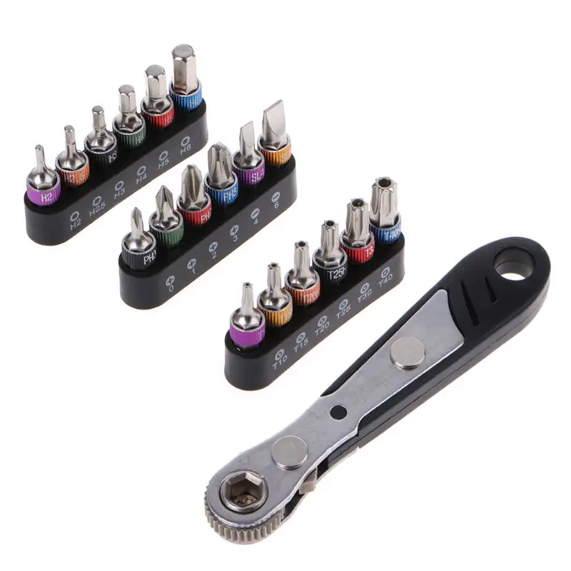 19pcs Simple Ratchet Wrench & 1/4" Drill Bits Kit Pocket Screwdriver Set Driver Tools
19pcs Simple Ratchet Wrench & 1/4" Drill Bits Kit Pocket Screwdriver Set Driver Tools