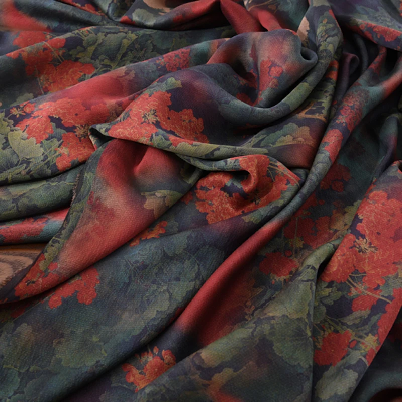 110CM Wide 22MM Red Floral Print Black Blue Gambiered Guangdong Silk Fabric for Summer Dress Shirt Clothes Pants H491
110CM Wide 22MM Red Floral Print Black Blue Gambiered Guangdong Silk Fabric for Summer Dress Shirt Clothes Pants H491