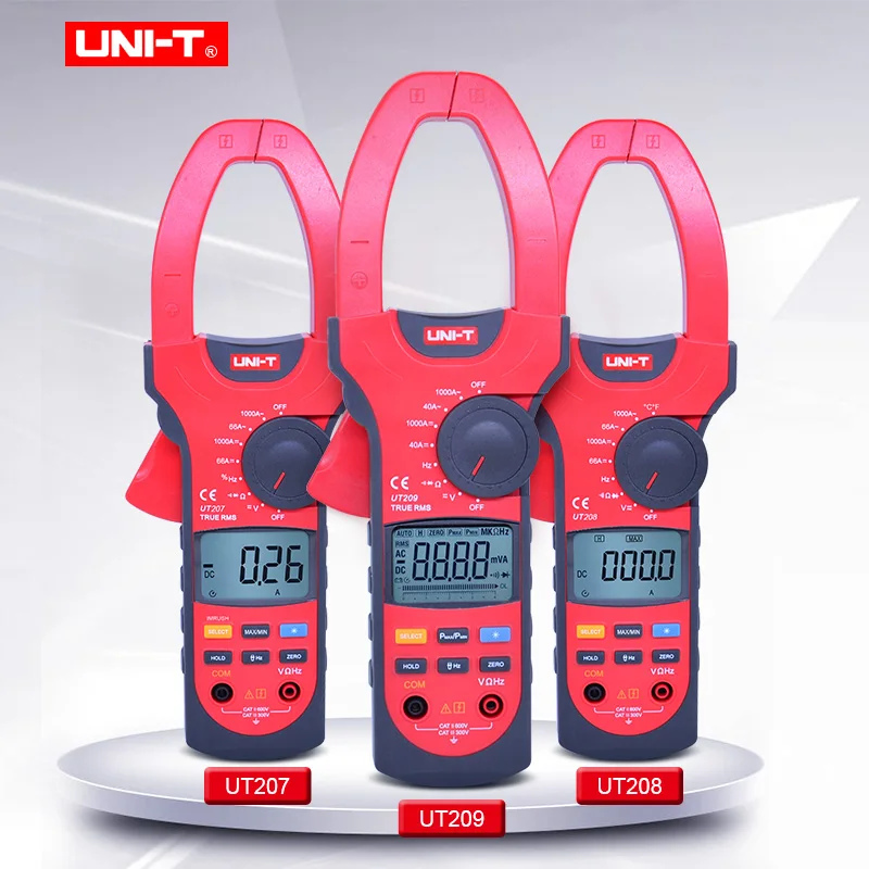 UNI-T UT207 UT208 UT209 Digital Clamp Meter AC DC Ammeter Voltmeter Resistance Frequency Tester True RMS Auto Range Multimeter
UNI-T UT207 UT208 UT209 Digital Clamp Meter AC DC Ammeter Voltmeter Resistance Frequency Tester True RMS Auto Range Multimeter