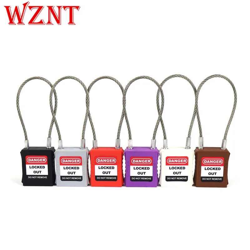 2pcs free shipping 150MM Steel Cable Shackle Safety Lockout Padlock with color body