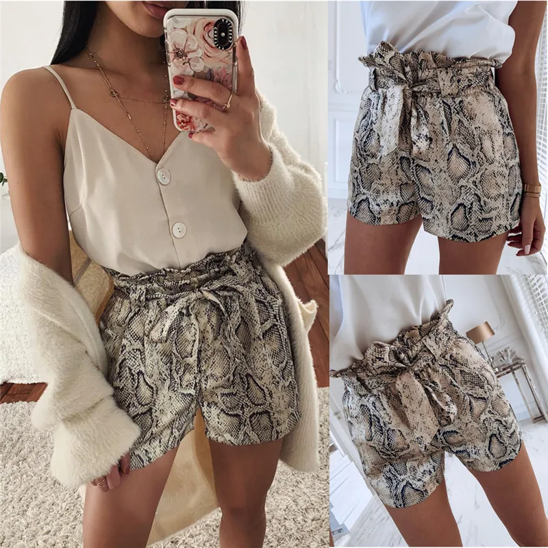 Women High Waist Shorts Fashion New Summer Serpentine Print Tie Belt Shorts Ladies Lace Up Bow Knot Casual Loose Trousers
Women High Waist Shorts Fashion New Summer Serpentine Print Tie Belt Shorts Ladies Lace Up Bow Knot Casual Loose Trousers