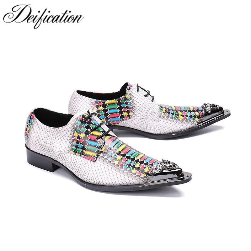 Deification Snakeskin Oxford Mixed Colors Printed Mens Lace Up Formal Dress Shoes Metal Toe Man Office Party Dress Wedding Shoes
Deification Snakeskin Oxford Mixed Colors Printed Mens Lace Up Formal Dress Shoes Metal Toe Man Office Party Dress Wedding Shoes