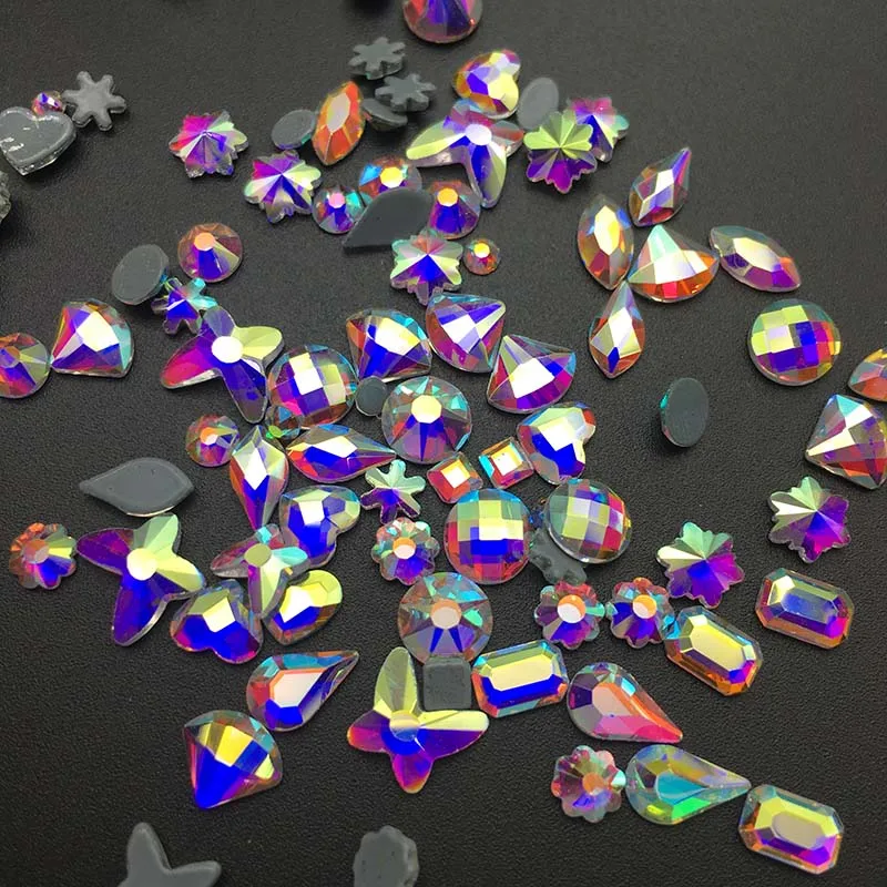 Новый Стразы Hotfix разы разные формы смешанные кристаллы AB плоским дном железо на