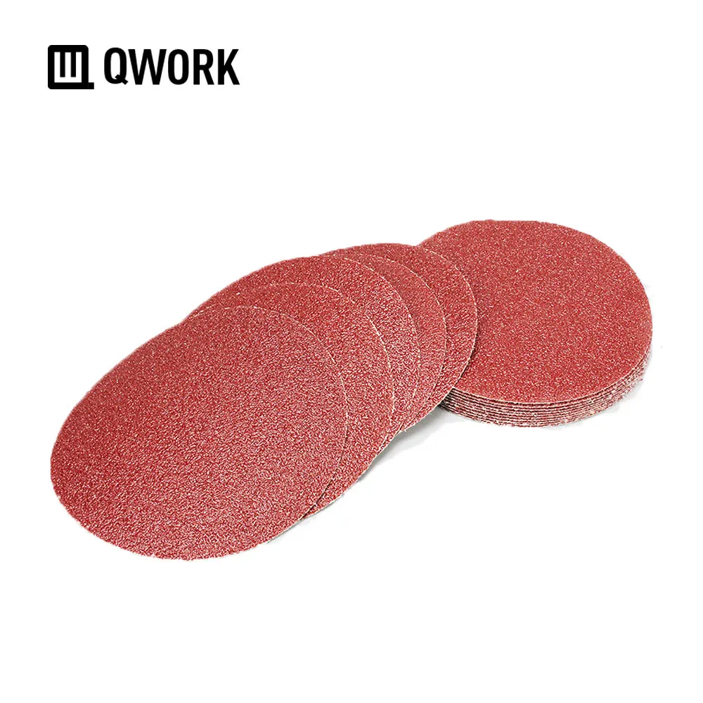 Диск шлифовальный QWORK с круглым крючком и петлей диаметром 5 дюймов (125 мм)