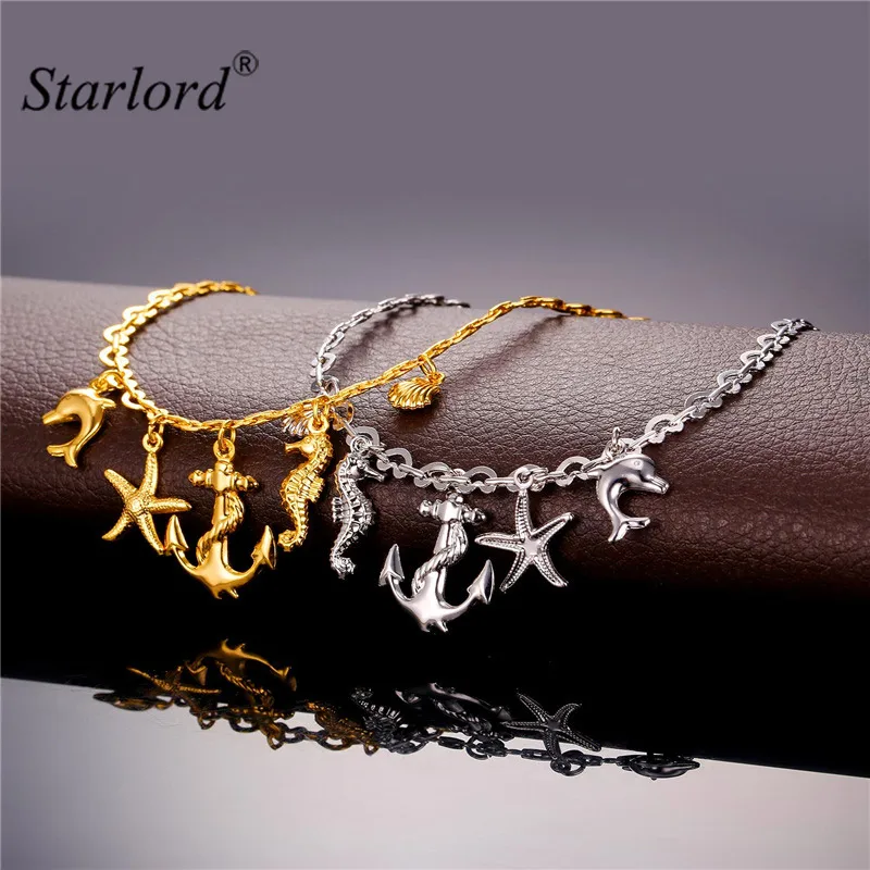 Starlord Foot Jewelry Anklet Starfish&Dolphin Summer Jewelry Ocean Cute Yellow Gold/Silver Color Ankle Bracelet On A Leg A939
Starlord Foot Jewelry Anklet Starfish&Dolphin Summer Jewelry Ocean Cute Yellow Gold/Silver Color Ankle Bracelet On A Leg A939