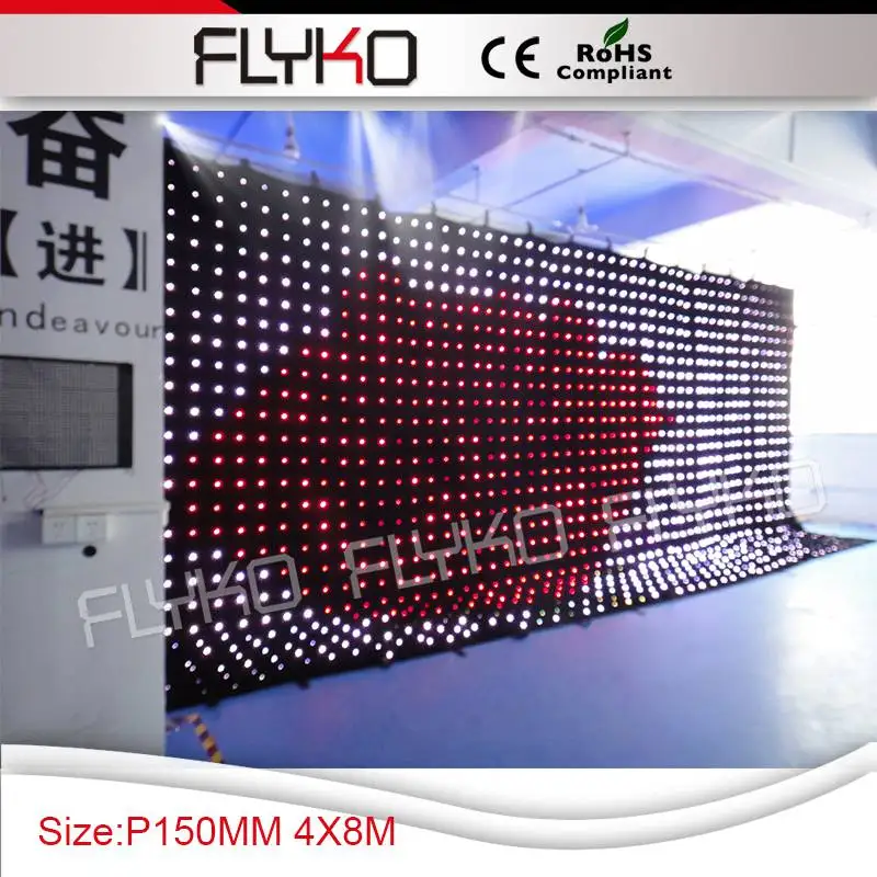 Фото Бесплатная доставка P150 мм 4 м * 8 светодиодная видеозанавеска для фотографий|led video