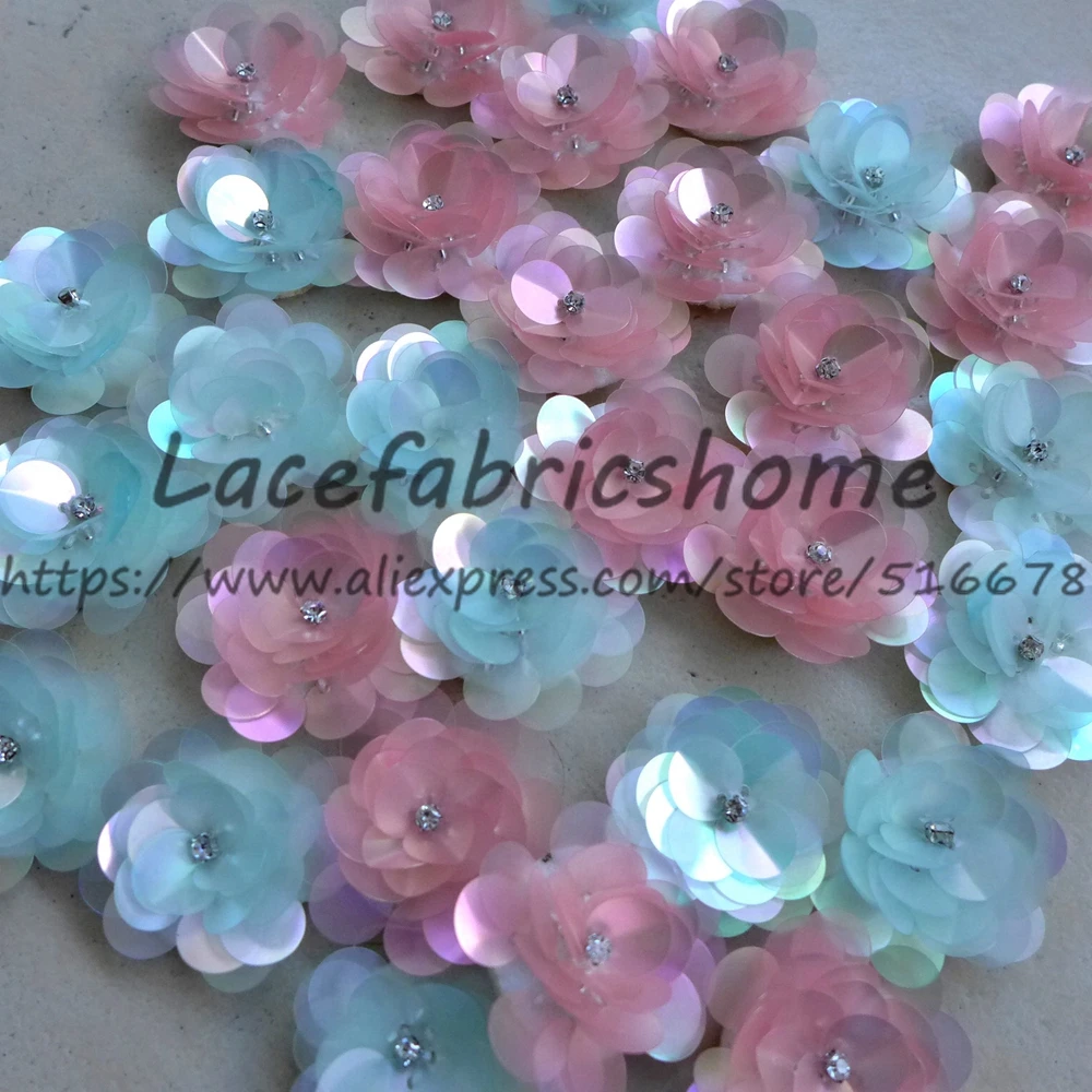 50PC/lot new fashion Pink/blue sequins with rhinestones 3D flowers DIY Wedding Crafts Shoes Bags Garment Design Accessory 3cm
50PC/lot new fashion Pink/blue sequins with rhinestones 3D flowers DIY Wedding Crafts Shoes Bags Garment Design Accessory 3cm