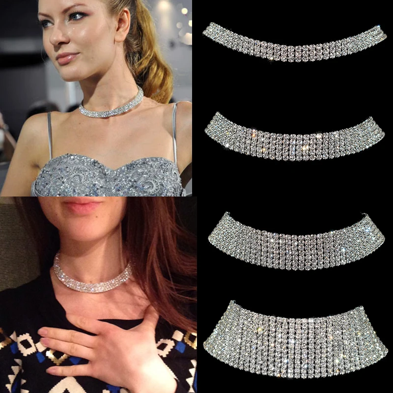 Sparkling Silver Color Crystal Collar Chain Choker Necklace Bridal Women Wedding Party Diamante Rhinestone Choker Jewelry Gifts
Sparkling Silver Color Crystal Collar Chain Choker Necklace Bridal Women Wedding Party Diamante Rhinestone Choker Jewelry Gifts