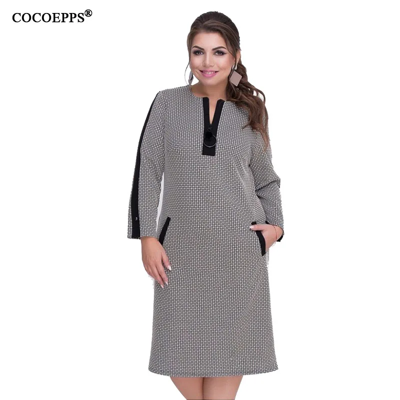 CACNCUT 5XL 6XL 2019 весеннее Женское зимнее Повседневное платье большого размера с