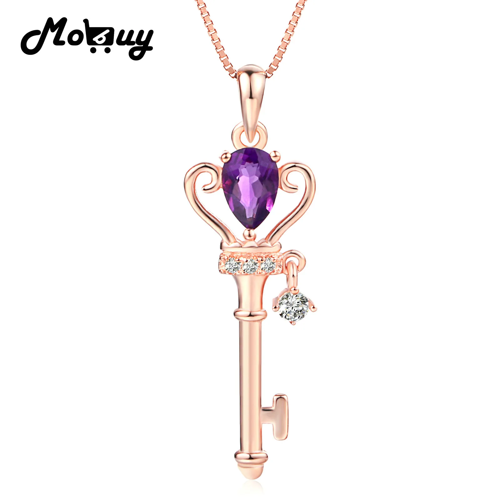 MoBuy MBNI004 Natural Gemstone Purple Amethyst Necklace & Pendant 925 Sterling Silver Rose Gold Plated Love Key Fine Jewelry
MoBuy MBNI004 Natural Gemstone Purple Amethyst Necklace & Pendant 925 Sterling Silver Rose Gold Plated Love Key Fine Jewelry