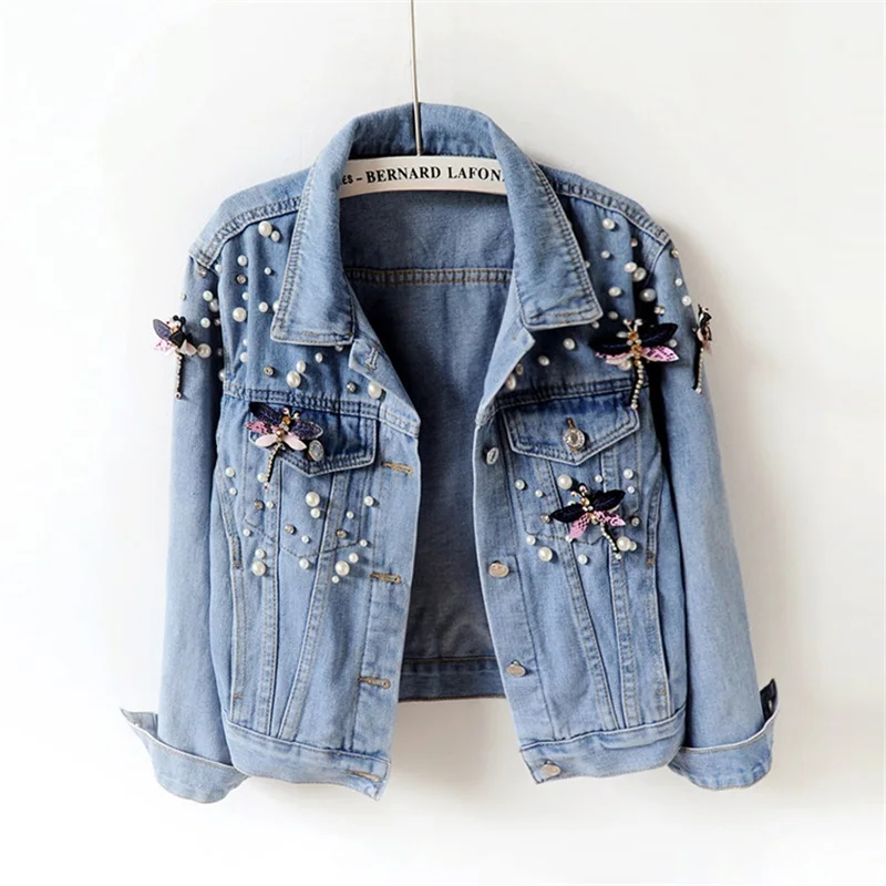 Women Basic Coats Spring Women Beading Denim Jacket Vintage Cropped Short Wild decal Denim Coat Jeans Coat Cardigan
Women Basic Coats Spring Women Beading Denim Jacket Vintage Cropped Short Wild decal Denim Coat Jeans Coat Cardigan