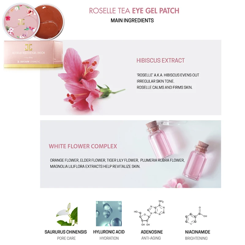 JAYJUN Green Tea / Roselle Hydrogel Eye Gel Patch Under Eye Mask Anti Wrinkle Remove Finelines Dark Circle Brighten 60PCS
JAYJUN Green Tea / Roselle Hydrogel Eye Gel Patch Under Eye Mask Anti Wrinkle Remove Finelines Dark Circle Brighten 60PCS