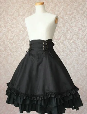 Women Vintage Gothic Lolita Cotton Black Skirt Medieval Victorian Waist Lacing Costume Pleated Bow 3 Layered Skirt for Lady
Women Vintage Gothic Lolita Cotton Black Skirt Medieval Victorian Waist Lacing Costume Pleated Bow 3 Layered Skirt for Lady