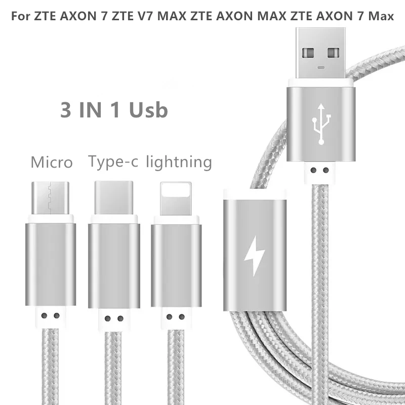 Нейлон 3 в 1 тип c micro usb быстрой зарядки кабель для передачи данных зарядного