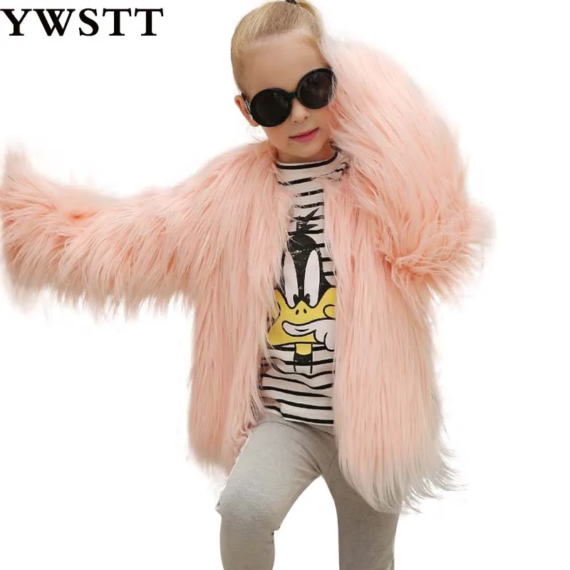

2018 new winter children Winter Faux Fur Coat girls imitation fur coat fox thick Warm baby plush clothes Girl flurry Clothes