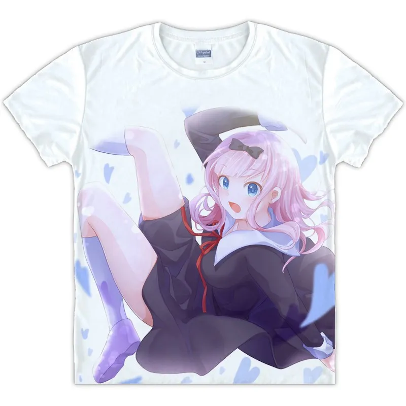 Аниме Kaguya sama Love Is War футболка с коротким рукавом Одежда унисекс Белый Топ Fujiwara Chika
