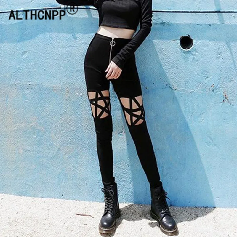 High Waist Skinny Pencil Pants Women Streetwear Fashion Punk Gothic Leggings Hollow Out Five-Pointed Star Women Trousers
High Waist Skinny Pencil Pants Women Streetwear Fashion Punk Gothic Leggings Hollow Out Five-Pointed Star Women Trousers
