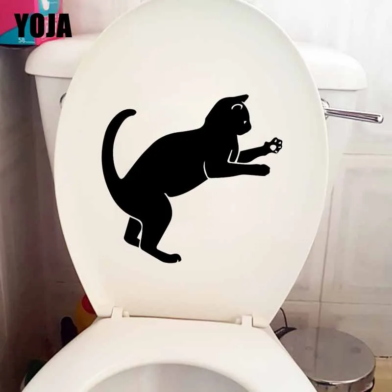 YOJA 23.2X21.7CM Pet Kitten Wall Decal Kids Room Decor Art Cute Cat Toilet Sticker T5-0242 | Дом и сад