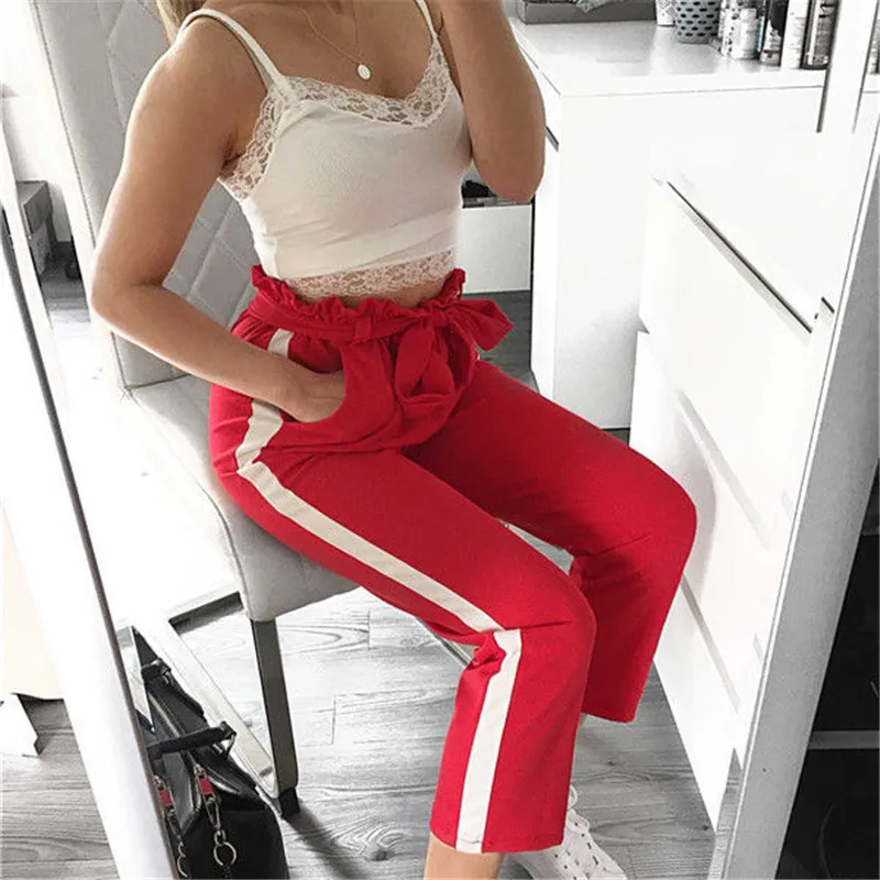 2018 Summer Autumn womens patchwork pants bandage ruffle belted fitness female pants bottom High waist Lady Casual Slim Trousers
2018 Summer Autumn womens patchwork pants bandage ruffle belted fitness female pants bottom High waist Lady Casual Slim Trousers