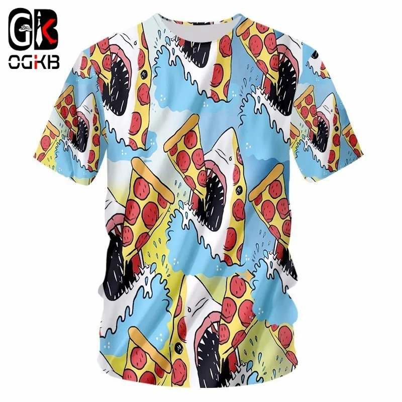 

OGKB New Dropship Cool Printing Shark Eat Pizza 3d Tshirt For Men/women's Casual T-shirt Homme Hiphop Punk O Neck Tee Shirts 7XL