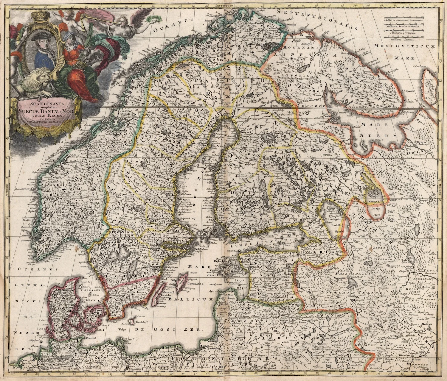 Винтажный постер с картой мира Sueciae Daniae & Nor (1716) классические картины на холсте