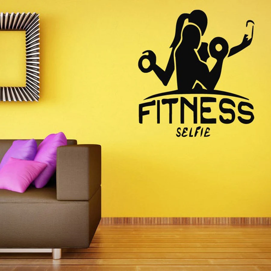 

Fitness Selfie Wall Decals Interior Decor Crossfit Motivation Workout Gym Vinyl Wall Sticker Sport Bodybuilding Girl Mural S211