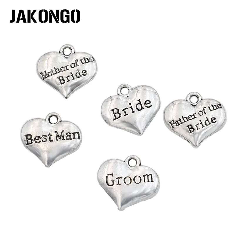 JAKONGO Antique Silver Plated Best Man Groom Bride Charm Pendants for Jewelry Accessories Making Bracelet Findings DIY 15x14mm
JAKONGO Antique Silver Plated Best Man Groom Bride Charm Pendants for Jewelry Accessories Making Bracelet Findings DIY 15x14mm