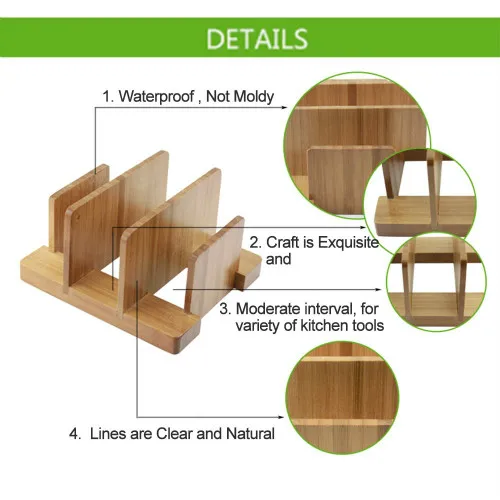 Bamboo Cutting Board Rack, Kitchen Houseware Organizer Pantry Rack Skid Resistance for Cutting Board/Dish/Plate/Pot Lid/Book
Bamboo Cutting Board Rack, Kitchen Houseware Organizer Pantry Rack Skid Resistance for Cutting Board/Dish/Plate/Pot Lid/Book
